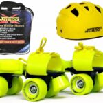 Jaspo Furious Senior Adjustable Skates Combo (Skates+Helmet+Speed &bsize Adjustment Key+Bag) Suitable for Age 6 to 14 Years (Yellow Pack Dual)