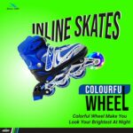 New Inline Skates, Adjustable Inline Roller Skates for Boys Kids & Girls, 7 to 14 Years Unisex Outdoor Skating Shoes Roller Blades with Led Flash Lights Featuring Wheels (skat4wheelblue)