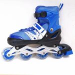 ZRINIX Inline Skates, Adjustable Inline Roller Skates for Boys Kids & Girls, 7 to14 Years Unisex Outdoor Skating Shoes Roller with Led Flash Lights Featuring Wheels for Skating (4 Wheel) (Blue)