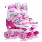 Roller Skates for Kids Girls Boys Beginners, 4 Size Adjustable Size with Light Up Wheels for Children