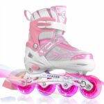 HCN Adjustable Aluminium Inline Skates Combo Set for Boys Kids and Girls (ideal for Unisex) (Pink)