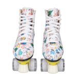 Ubervia® Double Row Roller Skates, White Graffiti Roller Skates Breathable Comfortable Fast Braking for Park for Adults