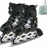 JAMUNESH ENTERPRISE Inline Roller Skates, Adjustable Inline Skates For Kids & Adults With Full Light Up Wheels,Skating With Bag Outdoor Roller Blades For Women Men (Black Color)