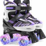 ECOO Roller Skates for Girls Boys Ages 4-12, Toddler Kids 4 Size Adjustable Light up Wheels Beginner Skates