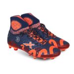 Vector X Venom Unleashed Football/Soccer Shoe with Socks for Comfortable Fit (9, Navy-Maroon-Orange)