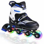 JeeFree 4 Size Adjustable Inline Skate for Kids with Skate Storage Bag,Children’s Inline Skates with Full Light Up Wheel, Outdoor Illuminating Roller Blades Skates for Girls,Boys and Beginners