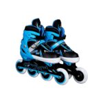 Airavat Dash Adjustable Inline Skates, Made of Aluminum and PU Wheels, Outdoor Skates, Size-Large (39-42), Blue-White