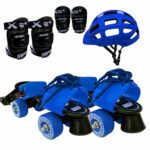 jaspo Unisex Marshal Trainers Adjustable Inline_Skate_Wheel Roller Skates Combo (Skates + Helmet + Knee Guards & Elbow Guards) – For Age Groups 6 To 14 Years | Academy & School Level Skating, Blue