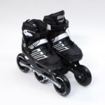 Veera Large Size Inline Skates | 3 Wheels Adjustable Skating Shoes for Unisex Kids | 100 mm PU Wheels with ABEC-9 Bearing | Age Group 15 to White