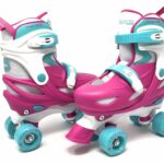 Chicago Skates Girls Adjustable Junior Quad Skates – Pink/White/Teal – Medium Sizes 1-4