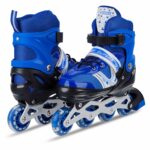 AENCI ENTERPRISE Inline Skates With Pu Flashing Wheel Aluminum Body In-Line Skates With Size Adjustable With Led Flash Lights Set For Boys Kids & Girls Length For Age 8-16 Years (Blue)