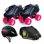 jaspo Skater Girl Dual Outdoor Wheel Shoe Skate Combo (Outdoor Wheel Shoe Skates+ Helmet+Bag) (Size-10 Uk (Age 16 Yrs & Above), Skater Girl Dual), Black