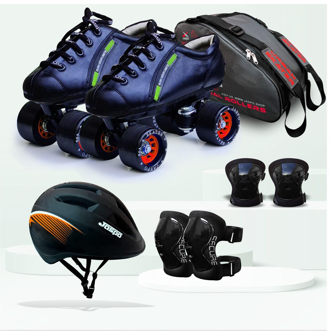 Jaspo Intact Shoe Skate Combo (Shoe Skates+ Helmet+Knee+Elbow+Bag) (Size-9 UK (Age 15 & Above Yrs), Drift Intact)