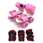 Qwick Click Roller Skates for Girls Age Group 7-12 Years Adjustable Inline Skating Shoes with School Sport (Pink)