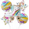 ToyUniverse Happy Birthday Party Foil Balloons For Celebration With Skating Shoe, Round & Star Shape For Kids, Girls, Boys Party Decor Pack of 5 Pcs