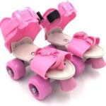 Qwick Click Super-Quad Roller Skates Inline Skates Suitable for Age Group 7 to 11 Years Adjustable Uk-4/7 (7-12 Years, Pink)