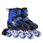 HIGHOPS New Inline Skates, Adjustable Inline Roller Skates for Boys Kids & Girls Unisex Outdoor Skating Shoes Unisex Roller Blades Wheels (4Wheel White/Blue)