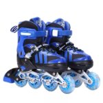 RGkJAS Skating Shoes for Kids – Professional Inline Skates – Aluminum Body LED Flash Light with Adjustable Length – Sketing Shooes for Kids| Boys| Girls (Blue)