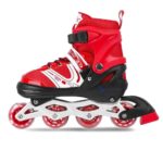 SPIRO Inline Skates, Adjustable Inline Roller Skates for Kids (Boys & Girls) 7 to 14 Years Unisex Outdoor Skating Shoes Roller Blades with Led Flash Lights Featuring Wheels for Skating (Color- Red)