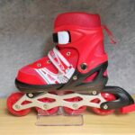 HIGHOPS New Inline Skates, Adjustable Inline Roller Skates for Boys Kids & Girls Unisex Outdoor Skating Shoes Unisex Roller Blades Wheels (4Wheel Red)