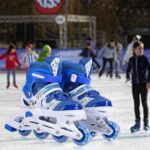 Khilona HouseKids Adjustable Inline Skates Shoes with Flashing Light Up Wheels for Boys and Girls,Ice Skating Equipment Small&Medium Size Safe and Durable Children Roller Skates for Beginner