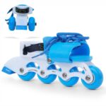 Jaspo Transformer Beginner Quad and Inline Convertible 2-in-1 Roller Skates for Kids Age Upto 7 Years,Suitable for learners,School Level Skating (Adjustment Length 18 to 21 cms)(Blue)