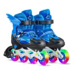 Decdeal Adjustable Inline Skates with Light Up Wheels for Kids and Adults Indoor Outdoor Fitness Inline Skates