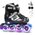 Adjustable Illuminating Inline Skates with Light Up Wheels for Kids and Youth Girls Boys Inline Skates