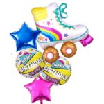 Atpata Funky Roller Skating Theme Happy Birthday Skates Shoe shape Foil Balloons for unisex Rapper Hip Hop Birthday Party Decorations