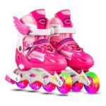 Ubervia® Adjustable Inline Skates with Light Up Wheels for Kids and Adults Indoor Outdoor Fitness Inline Skates