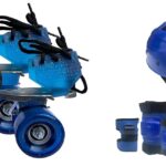 Rioff Unisex_Baby Roller_Derby_Wheel Skates Combo (Skates + Helmet + Gloves + Knee Guards & Elbow Guards)- For Age 6 To 9 Years | Academy & School Level Skating (Blue)