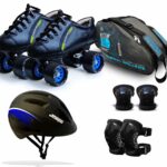 Jaspo Intact Shoe Skate Combo (Shoe Skates+ Helmet+Knee+Elbow+Bag) (SIZE-1 UK (Age 7-8 yrs), HAIL STONE INTACT)