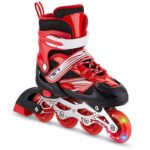 Alokrupswam Inline Skates with PU Flashing Wheel Aluminum Body in-Line Skates with Adjustable Length for Age 10-16 Years.