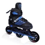 RAR SPORTS Roller Skate Shoes – 3 Wheels Inline Skates – Skating Shoes for Boys & Girls – Adjustable Roller Skates Blades for Adult Women Men (Black-Blue, Medium (UK-3 to 5 Size) – 22-24 CM)