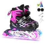 Adjustable Illnating Inline Skates with Light Up Wheels for Kids and Youth Inline Skates for Girls Boys