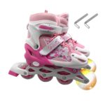 Belity Inline States Adjustable Roller Skates with Light up Wheels Illuminating Roller Skates for Kids Adults Indoor & Outdoor