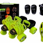 jaspo Unisex Cruiser Senior Players Quad Adjustable Outdoor Wheel Roller Skates Combo (Suitable For 6 To 14 Years) (Neon Green)