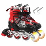 Inline States Adjustable Roller Skates with Light up Wheels Illuminating Roller Skates for Kids Adults Indoor & Outdoor