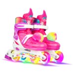 Crazy Skates Trolls Size Adjustable Inline Skates – Featuring Poppy or Barb from Trolls World Tour – Poppy | Pink (Size: Medium | US Mens 2-5 | US Ladies 2-5 | EU 34-37)