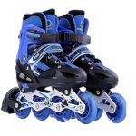 GDS Store Inline Skates, Adjustable Inline Roller Skates for Boys Kids & Girls, 7 to 14 Years Unisex Outdoor Skating Shoes Roller Blades with Led Flash Lights Featuring Wheels for Skating (Blue).